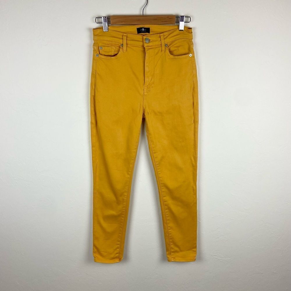 7 For All Mankind High Waist Ankle Skinny Pant - Mustard